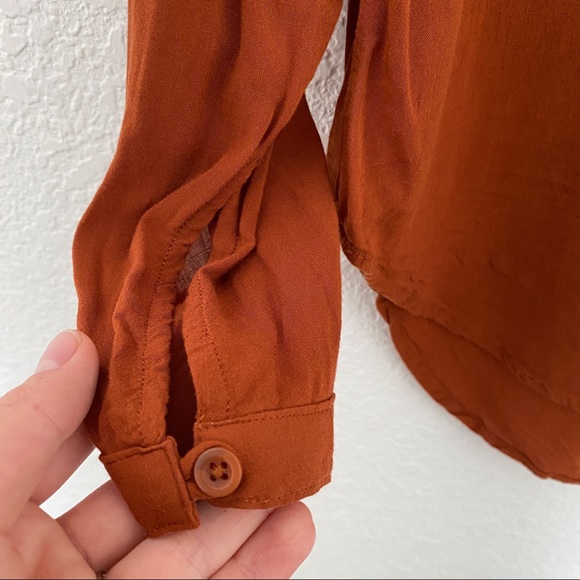 Anthropologie Cloth and Stone Burnt Orange Button Up Top - Picture 3 of 5